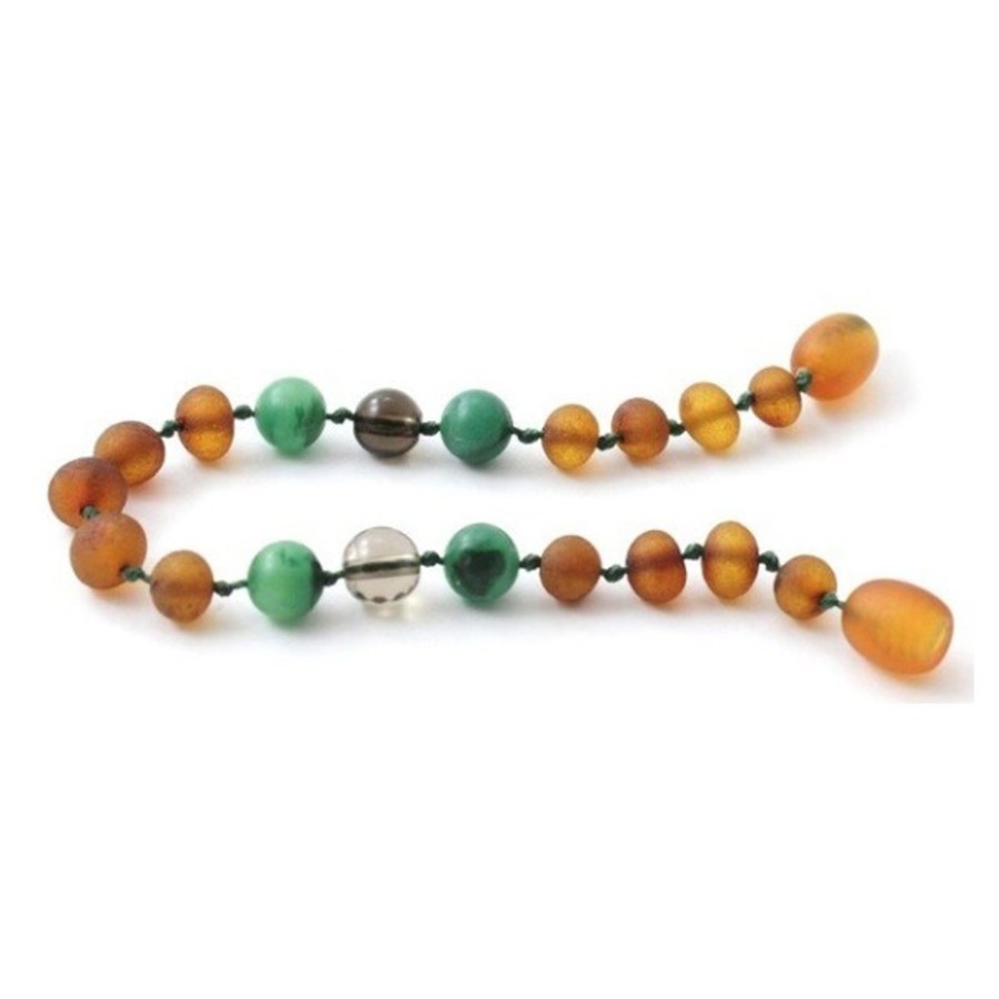 Baltic Amber Necklaces & Amber Bracelets Zebra Babies | Amber Bracelet Cognac Raw, African Jade, Smokey Quartz | 14Cm