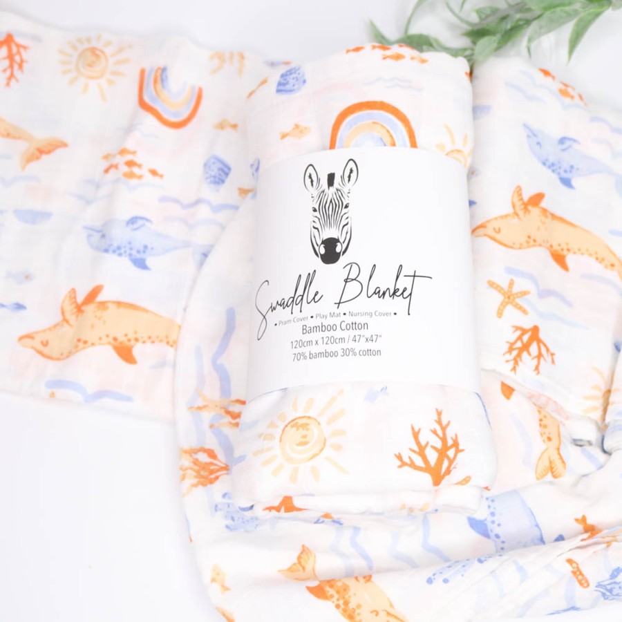 Muslin Swaddle Blankets Zebra Babies | Swaddle Blankets Bamboo Cotton Under The Sea