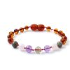 Baltic Amber Necklaces & Amber Bracelets Zebra Babies | Amber Bracelet Cognac, Rose Quartz, Smoky Quartz, Labradorite And Amethyst | Toddler 16Cm