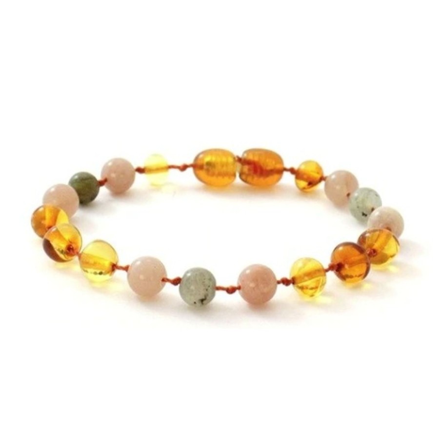 Baltic Amber Necklaces & Amber Bracelets Zebra Babies | Amber Bracelet Honey, Labradorite & Sunstone | Baby 14Cm