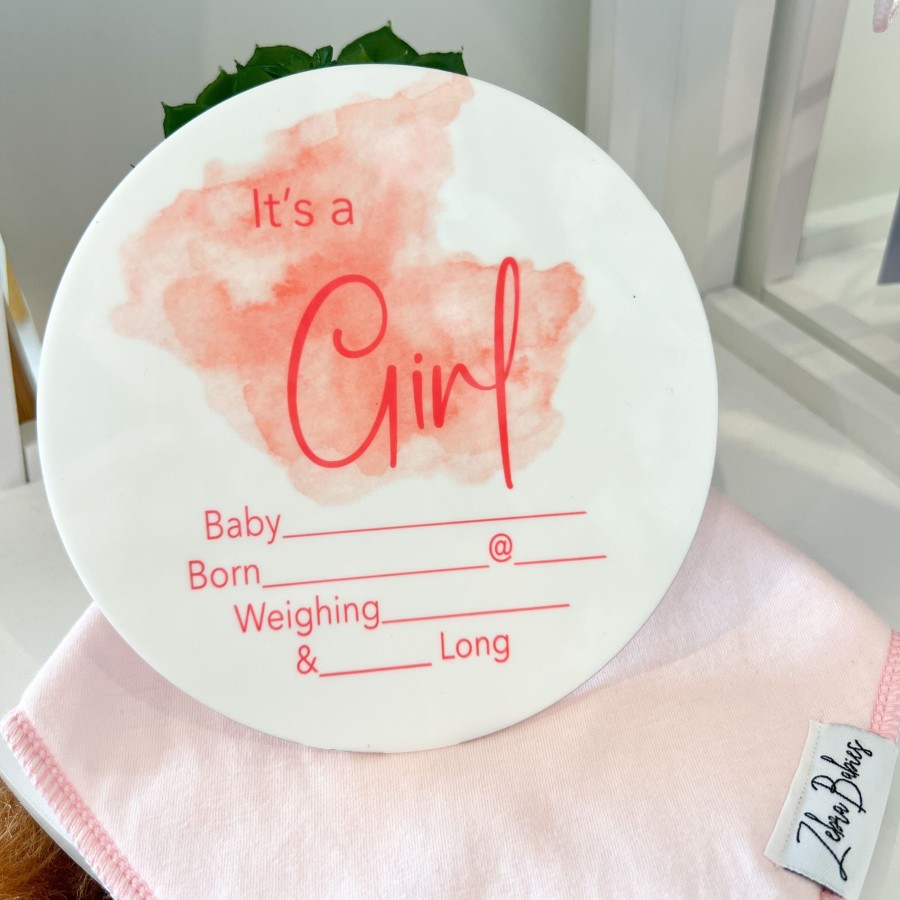 Birth Announcements Plaques & Milestone Disc Zebra Babies | Birth Announcement Plaque It'S A Girl