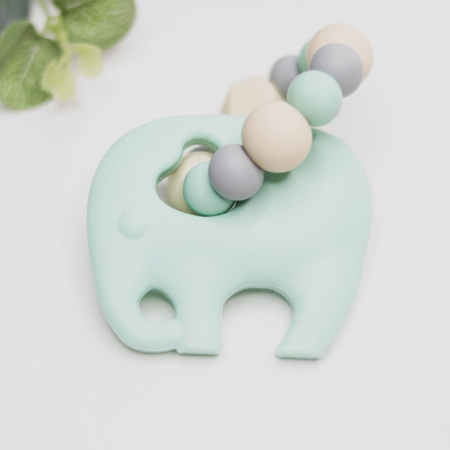 Toys Teething & Play Toys Zebra Babies | Elephant Silicone Teether, Teething Ring Mint