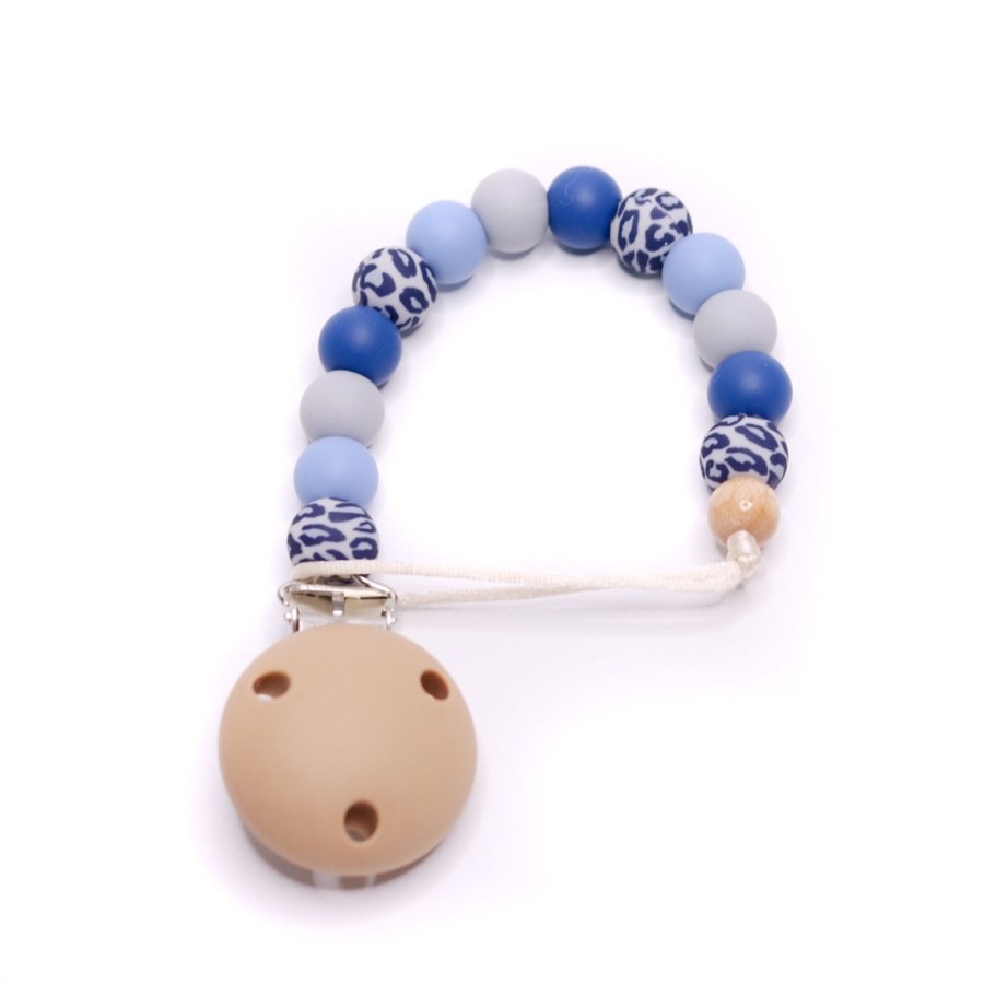 Dummy Clips Zebra Babies | Dummy Chain Silicone Leopard Blue & Grey