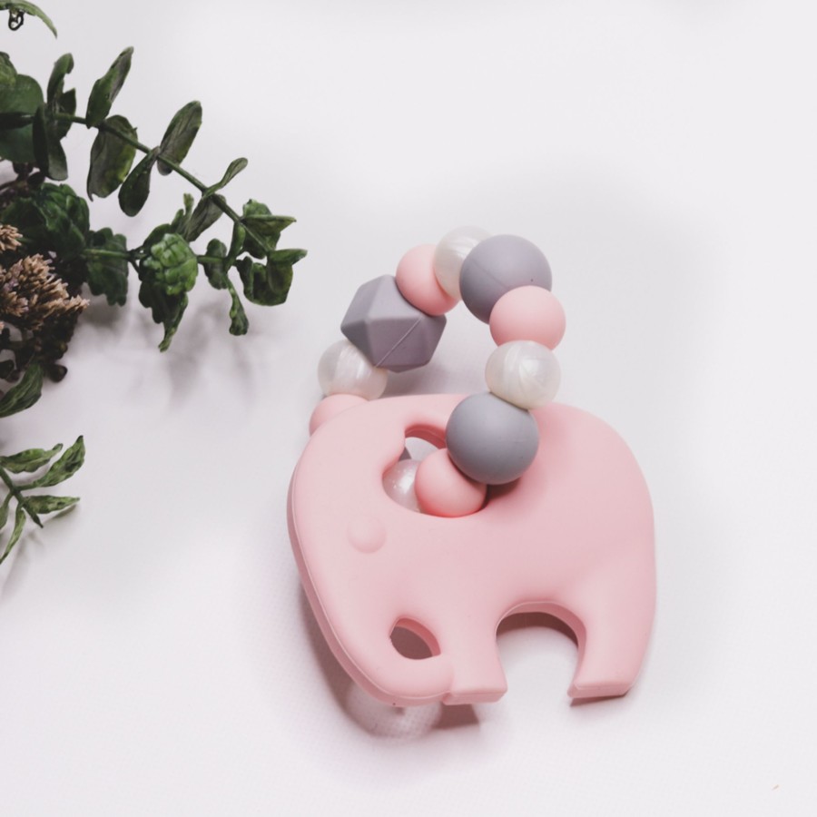 Toys Teething & Play Toys Zebra Babies | Elephant Silicone Teether, Teething Ring Pink