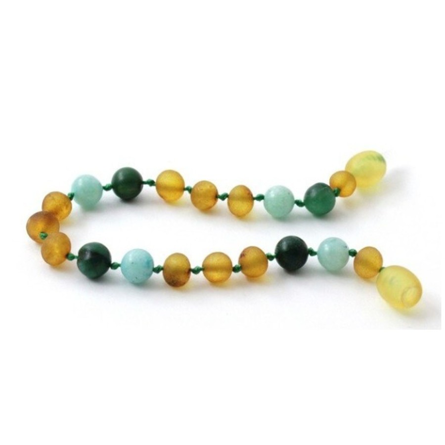 Baltic Amber Necklaces & Amber Bracelets Zebra Babies | Amber Bracelet Honey Raw, Amazonite & African Jade | Baby 14Cm