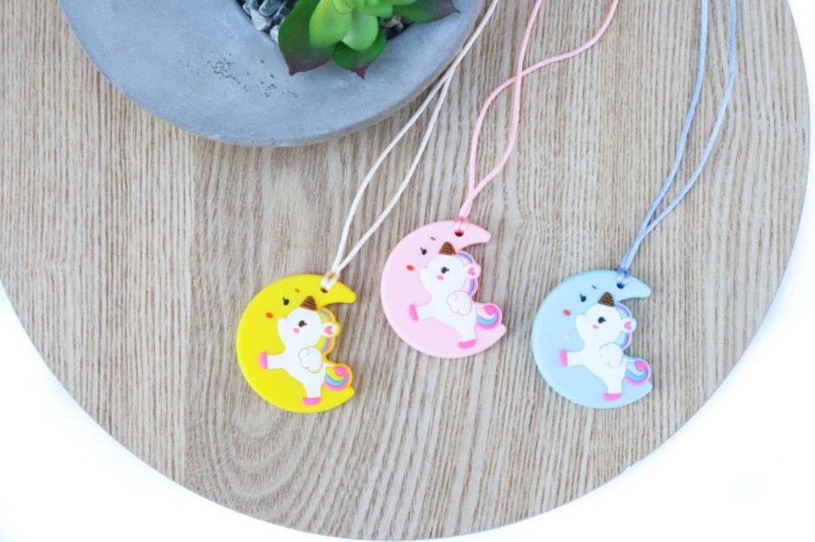 Silicone Jewellery Zebra Babies | Sensory Silicone Necklace Unicorn Moon Pendant