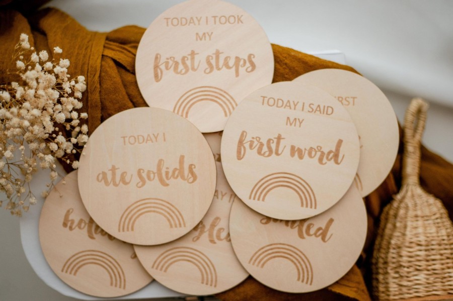 Birth Announcements Plaques & Milestone Disc Zebra Babies | Milestone Discs Rainbow I'M New Here To My First