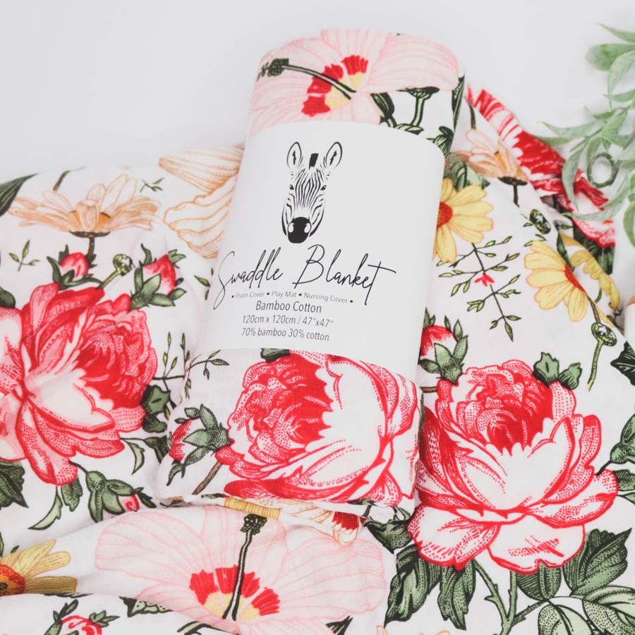 Muslin Swaddle Blankets Zebra Babies | Swaddle Blankets Bamboo Cotton Floral Peonies And Daisy