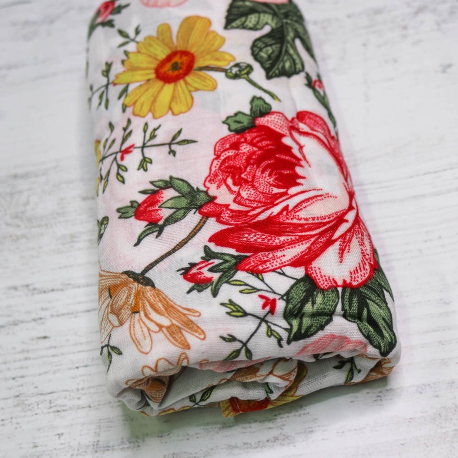 Muslin Swaddle Blankets Zebra Babies | Swaddle Blankets Bamboo Cotton Floral Peonies And Daisy