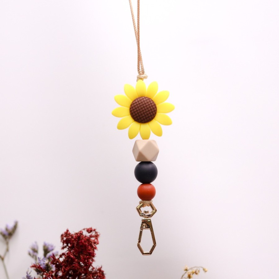 Lanyards And Key Chains Zebra Babies | Silicone Bead Lanyard Sunflower