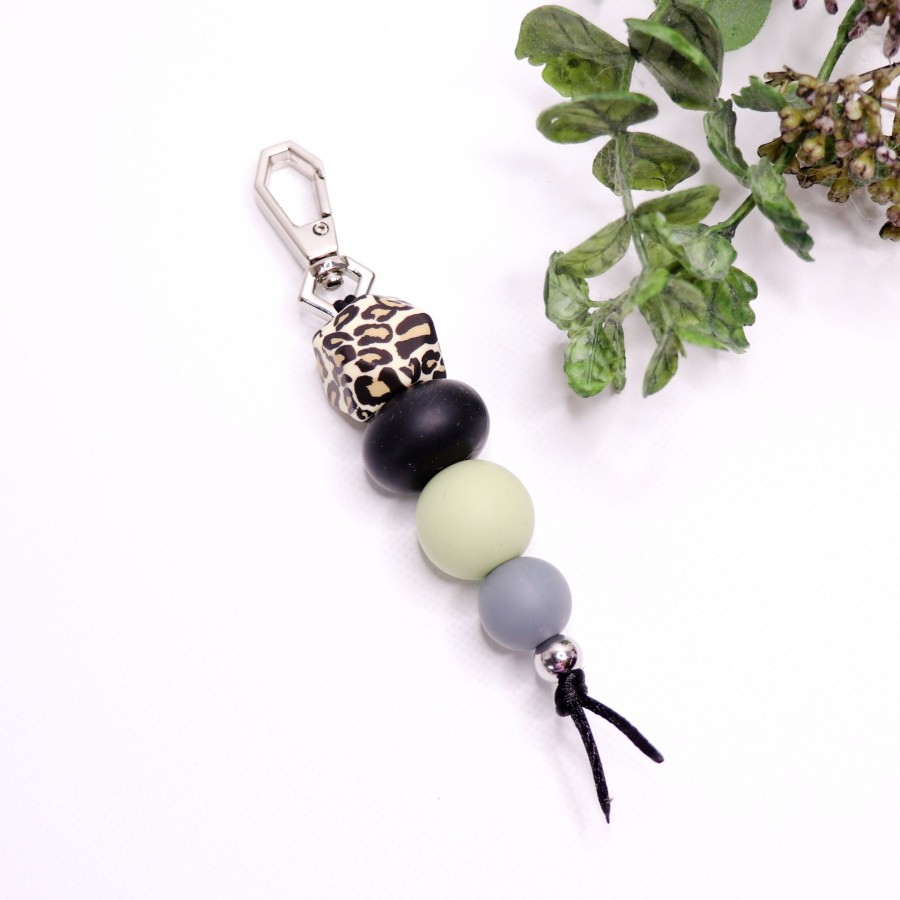 Lanyards And Key Chains Zebra Babies | Silicone Bead Keychain Silver, Lint, Black And Leopard