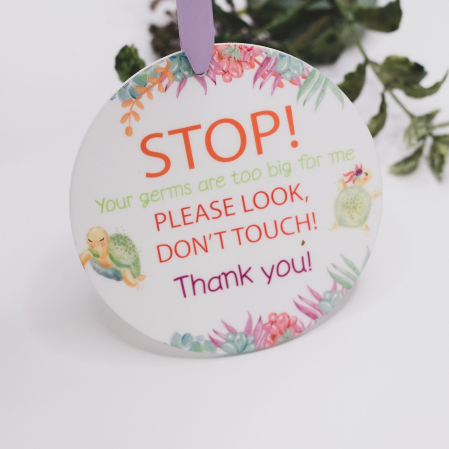 Birth Announcements Plaques & Milestone Disc Zebra Babies | Pram Plaque, Stop Your Germs Are Too Big For Me Turtle Topia