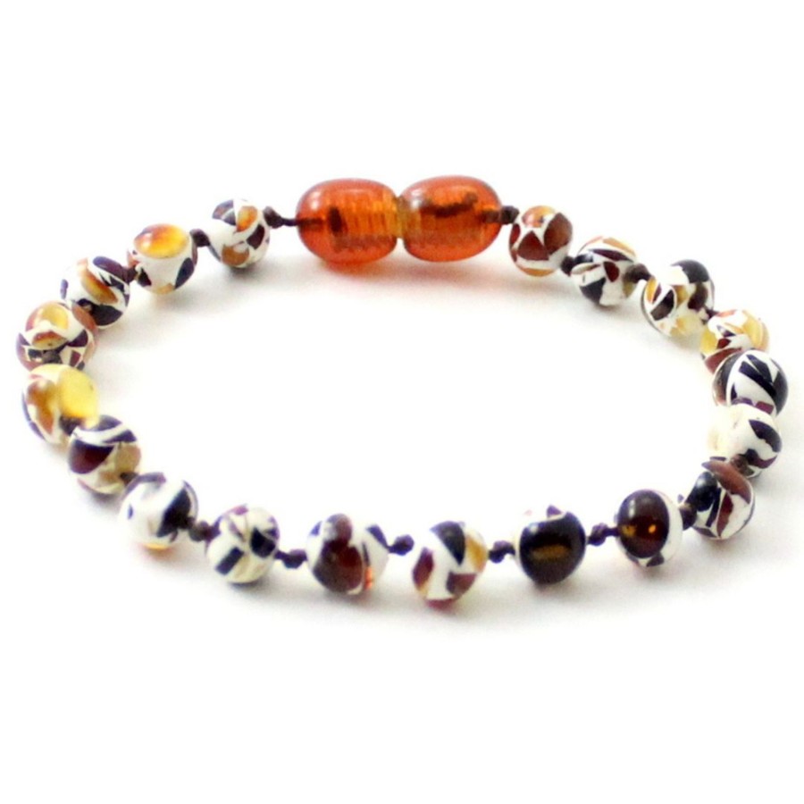 Baltic Amber Necklaces & Amber Bracelets Zebra Babies | Amber Bracelet Multi Colour Mosaic | Baby 14Cm