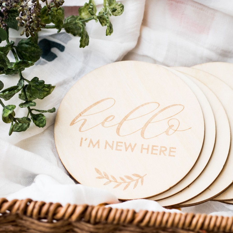 Birth Announcements Plaques & Milestone Disc Zebra Babies | Milestone Discs Leaves Hello I'M New Here To 1 Year Old