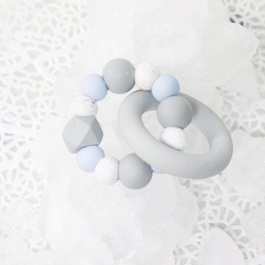 Toys Teething & Play Toys Zebra Babies | Silicone Teether, Teething Ring Pastel Blue, Light Grey And Granite