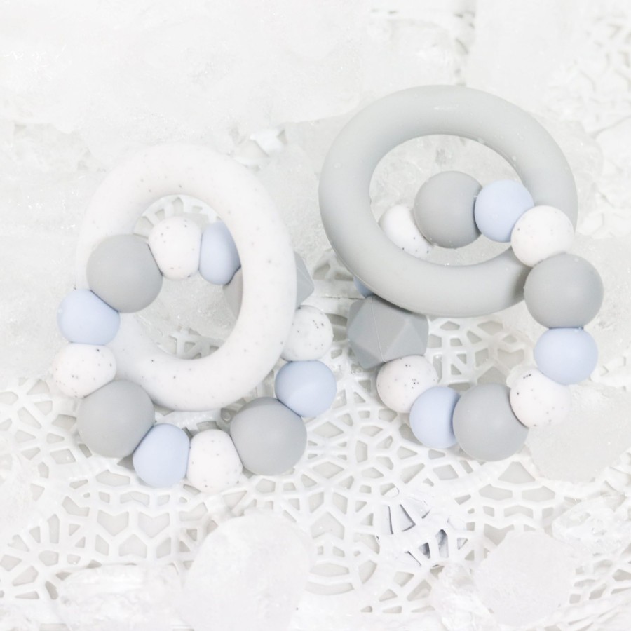 Toys Teething & Play Toys Zebra Babies | Silicone Teether, Teething Ring Pastel Blue, Light Grey And Granite