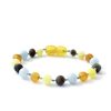 Baltic Amber Necklaces & Amber Bracelets Zebra Babies | Amber Bracelet Multi Raw & Aquamarine | 14Cm