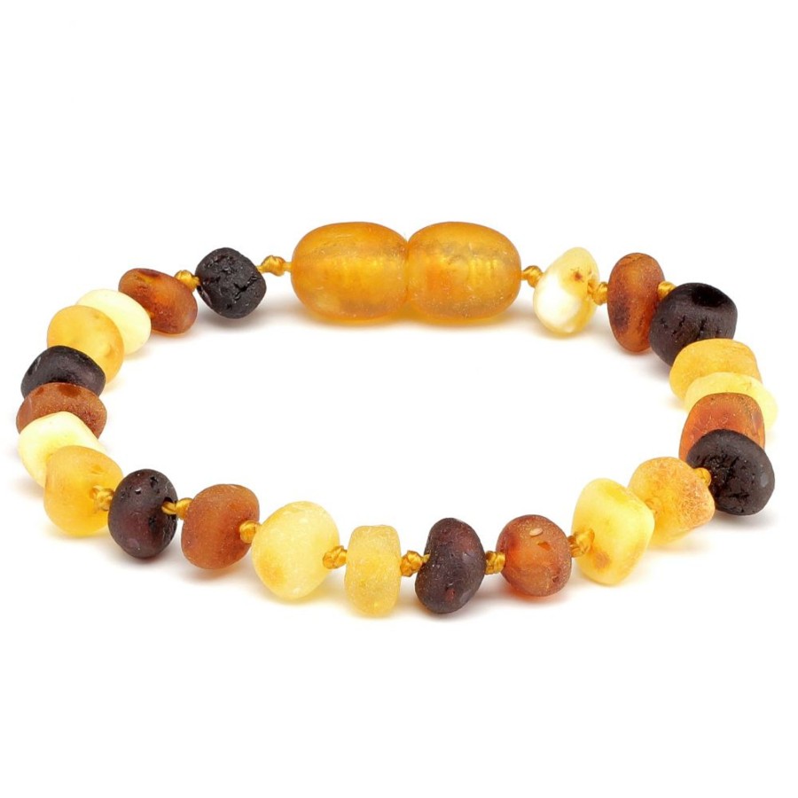 Baltic Amber Necklaces & Amber Bracelets Zebra Babies | Amber Bracelet Multi Dark Raw | Baby 14Cm