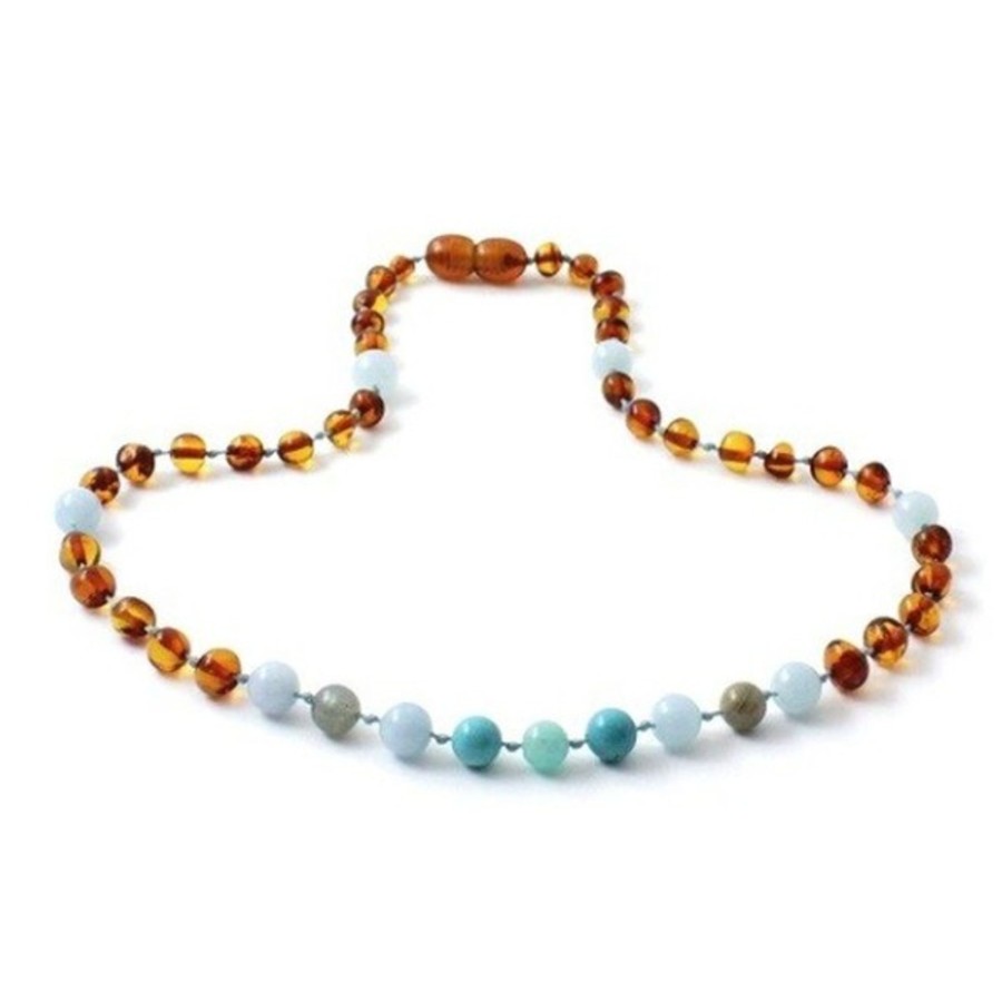 Baltic Amber Necklaces & Amber Bracelets Zebra Babies | Amber Necklace Cognac, Labradorite, Aquamarine, Turquoise And Amazonite | Toddler 36Cm